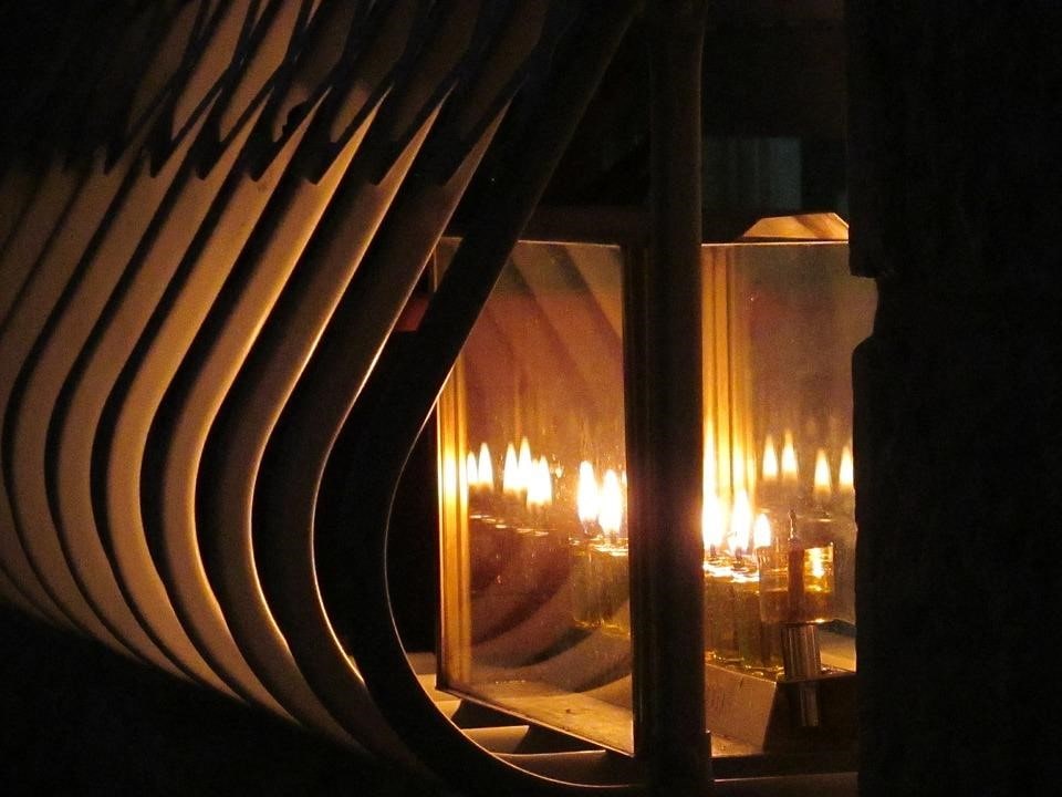 Lit candles on Hanukah