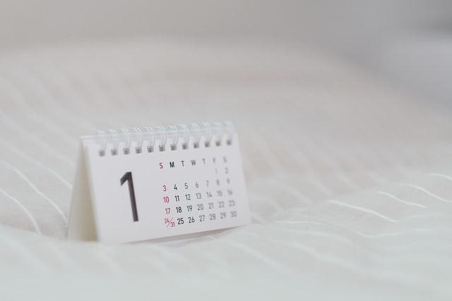 Closeup of a table calendar
