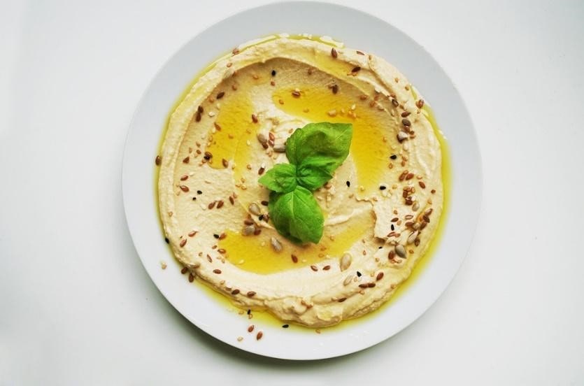 A plate of hummus