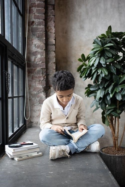 picture showing boy reading a book