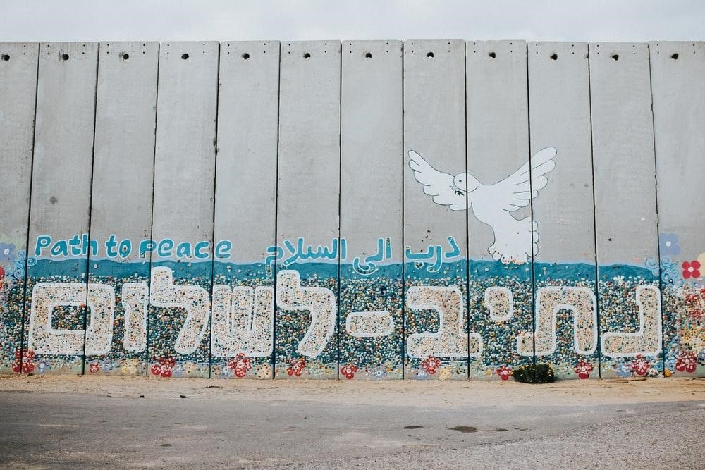 a wall in Israel saying path to peace